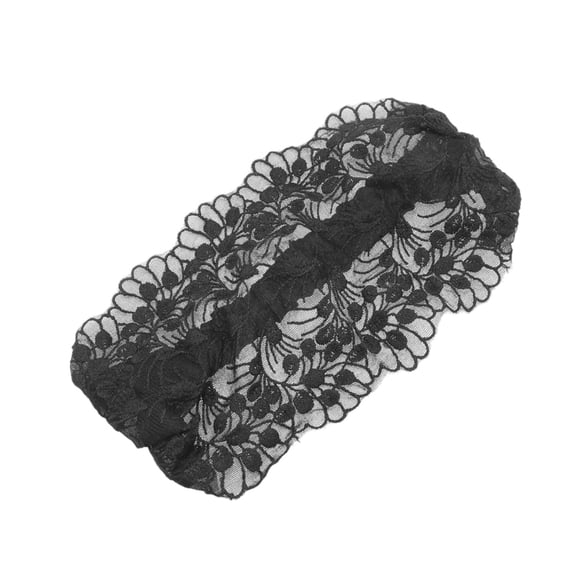 Unique Bargains 1 Pc Fashion Embroidery Wide Headwrap Black 9.45"x5.71"(L*W)