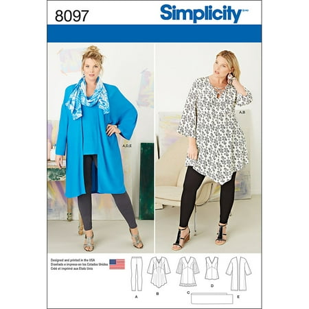 Simplicity Misses' Plus Size 18W-24W Sportswear Pattern, 1 Each