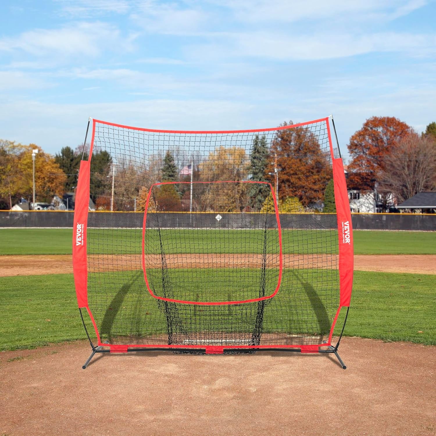 7x7 ft Baseball Softball Practice Net, Portable Baseball Training Net for Hitting Batting Catching Pitching, Backstop Baseball Equipment Training Aids with Carry Bag and Strike Zone