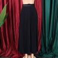 thumbnail image 3 of AURA Womens High Waist A Line Maxi Skirt With Belt Solid Color Office Commuter Elegant Skirt, 3 of 9