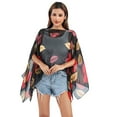 thumbnail image 2 of Fancifize Women's Chiffon Scarf Shawl 2-in-1 Floral Print Sun Protection Wrap Lightweight Summer Beach Accessory,Free S,izeBlack, 2 of 7