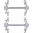 thumbnail image 6 of 14G CZ Heart Nipple Rings Rhinestone Opal Simple Moon Nipple Shield Barbell Ring Nipple Barbells Tongue Ring Piercing Nipplerings Dainty Body Piercing Jewelry for Women, 6 of 9