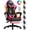 Pink and Black, variant on RGB LED Lights Gaming Chair with Footrest for Adults and Kids, Lumbar Support Massager Video Game Chair, High Back Reclining Gamer Chair with Headrest, 360° Swivel Computer Chair (Pink)