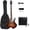 Brown, variant on Flame Shaped Electric Guitar with 20W Electric Guitar Sound HSH Pickup Novice Guitar Audio Bag Strap Picks Shake Cable Wrench Tool Black