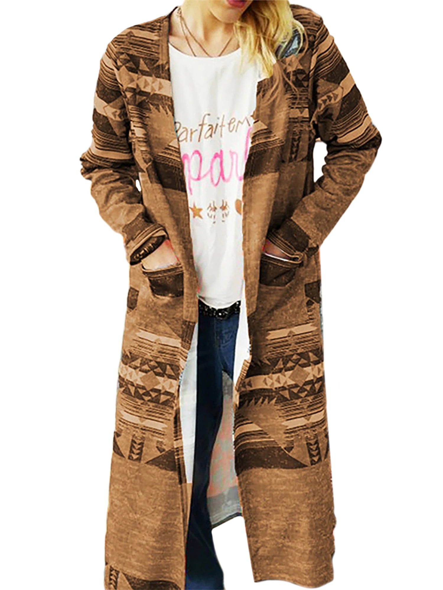 Glookwis Retro Floral Print Long Coat 