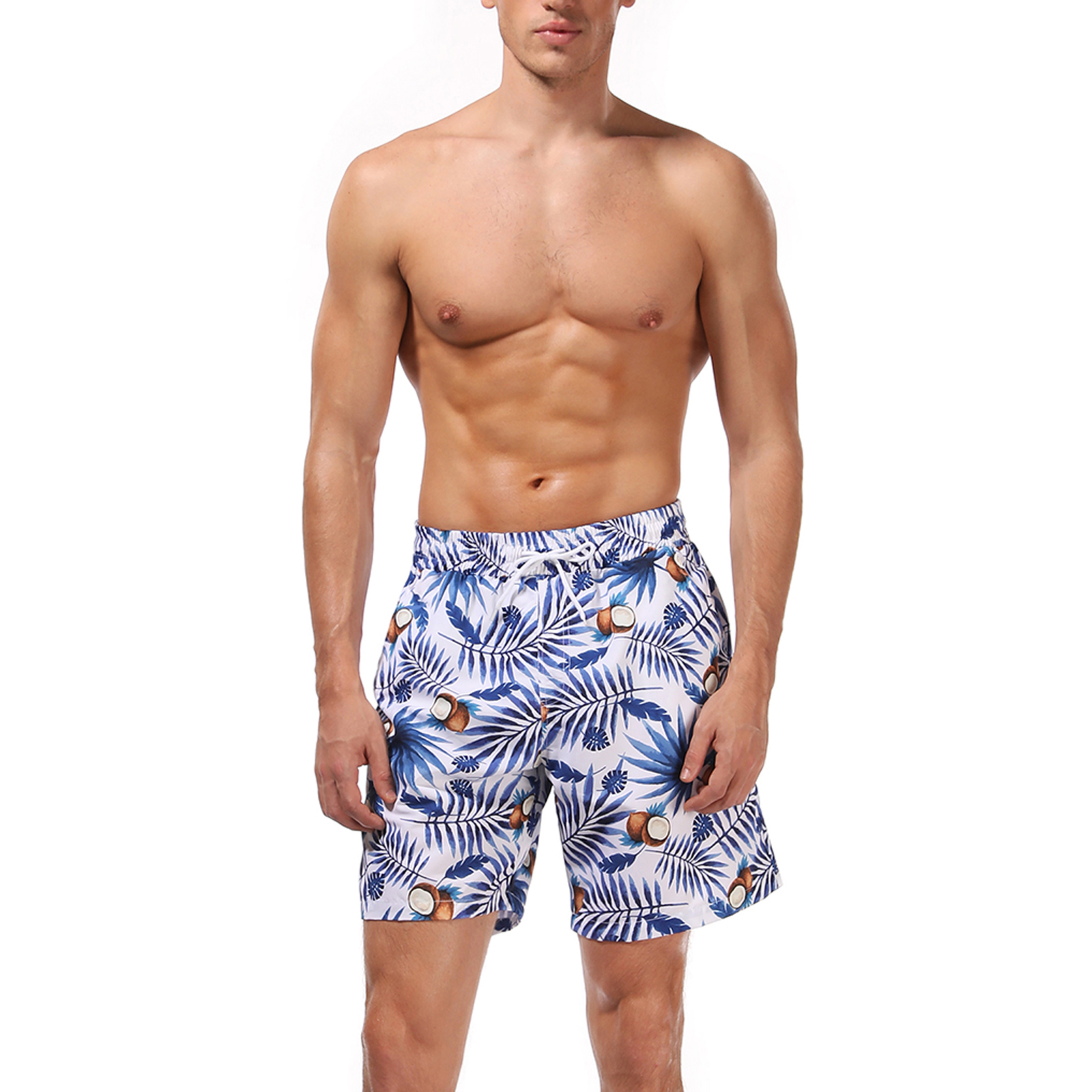 Imcute Family Matching Swimwear Shorts Dad and Son Leaves Print Beach