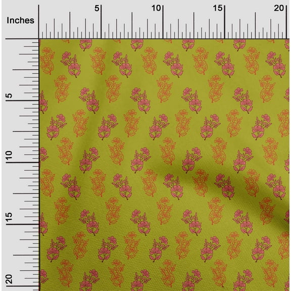 oneOone Cotton Jersey Lime Green Fabric Floral Block Fabric For Sewing Printed Craft Fabric By The Yard 58 Inches Wide