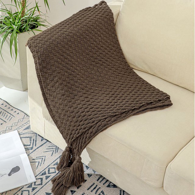 TIMIFIS Throw Blanket Sofa Blanket Wind Fringe Blanket Knitted Blanket Office Conditioning Nap Blanket Wool Cover Blanket Sofa Blanket Fleece Blanket, 27X39 In