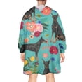 thumbnail image 2 of Wearable Oversized Blanket,Doberman Dog Pattern with Pioneer Flower Wearable Blanket Hoodie for Adults,Cozy Hooded Blankets with Super Pockets,Super Warm Fuzzy Pullover for Women & Men, 2 of 6