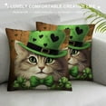 thumbnail image 3 of ONETECH  Happy St Patricks Day Lucky Cat Clover Throw Pillow Cover,  Shamrock Cushion Case Decoration for Sofa Couch, 3 of 5