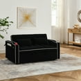 thumbnail image 3 of 55.51 inch versatile foldable sofa bed in 3 lengths, modern sofa sofa sofa velvet pull-out bed, adjustable back and with USB port and ashtray and swivel phone stand (Black), 3 of 13