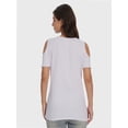 thumbnail image 4 of Women's Summer Short Sleeve V-Neck Criss Cross Cold Shoulder Blouse Tops, 4 of 4