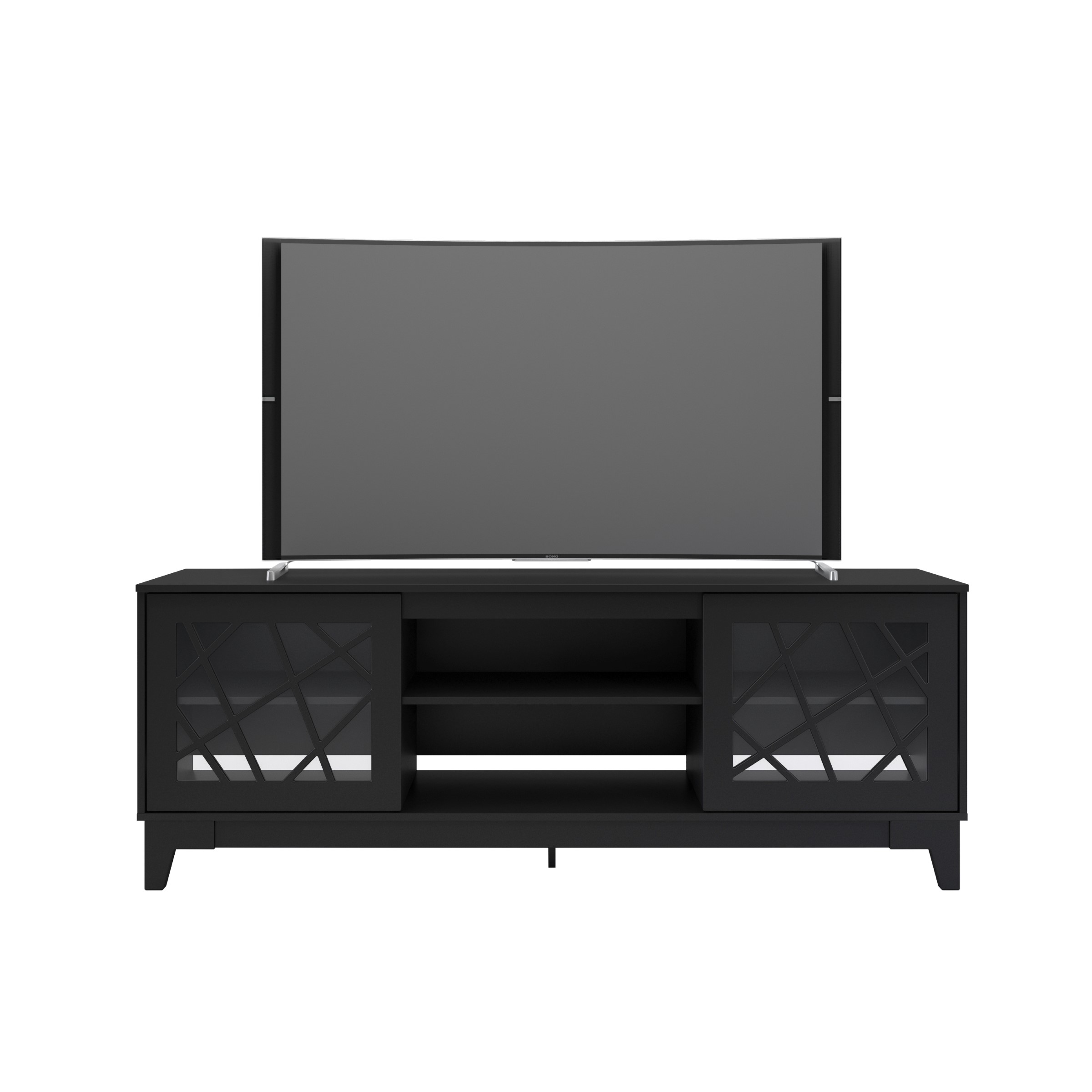 Nexera Graphik TV Stand with Shelves for TVs up to 80 in., Black