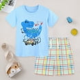 thumbnail image 2 of TOWED22 Toddler Infant Baby Boy Outfits 2pcs Round Neck Short Sleeve Crewneck Tee Shirt Little Penguin Pattern Casual Rolled Shorts Truck Clothes(Sky Blue,7-8 Y), 2 of 9