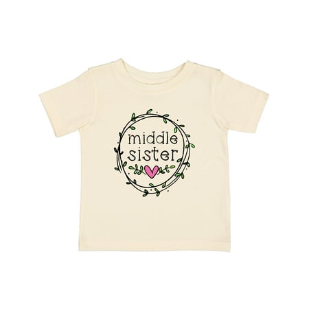 

Inktastic Middle Sister Leaves Circle Heart Gift Baby Girl T-Shirt