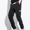 thumbnail image 2 of Moxiu Men's Casual Cargo Pants Elastic Waist Tapered Pants Big and Tall Streetwear Joggers Hiking Pants with Multi Pockets Black,XL, 2 of 9