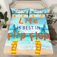 thumbnail image 2 of Feelyou Yellow Beach Slippers Twin Sheet Sets for Kids, Cartoon Flip Flops Twin Fitted Sheet, Kawaii Ocean Starfish Flat Sheet, Luxury Bedroom Decor, 3pcs, 2 of 7