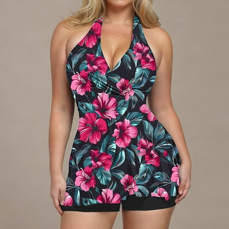Zynviq High Waisted Teen Swimsuit Tummy Control Cross Front V Neck Tankini Swimsuit Womens Thong Bikini XXL
