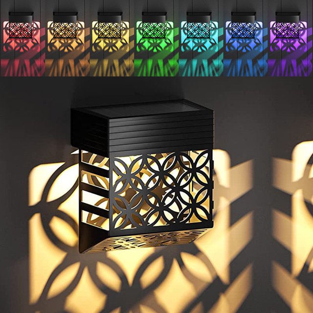 Muyoka Luz solar de pared para exterior LED Luz solar de escalera Luz de cerca solar de encendido/apagado automático IP65 Luz solar impermeable para patio con 2 colores de luz para patio Jardín Camino Muyoka Hogar