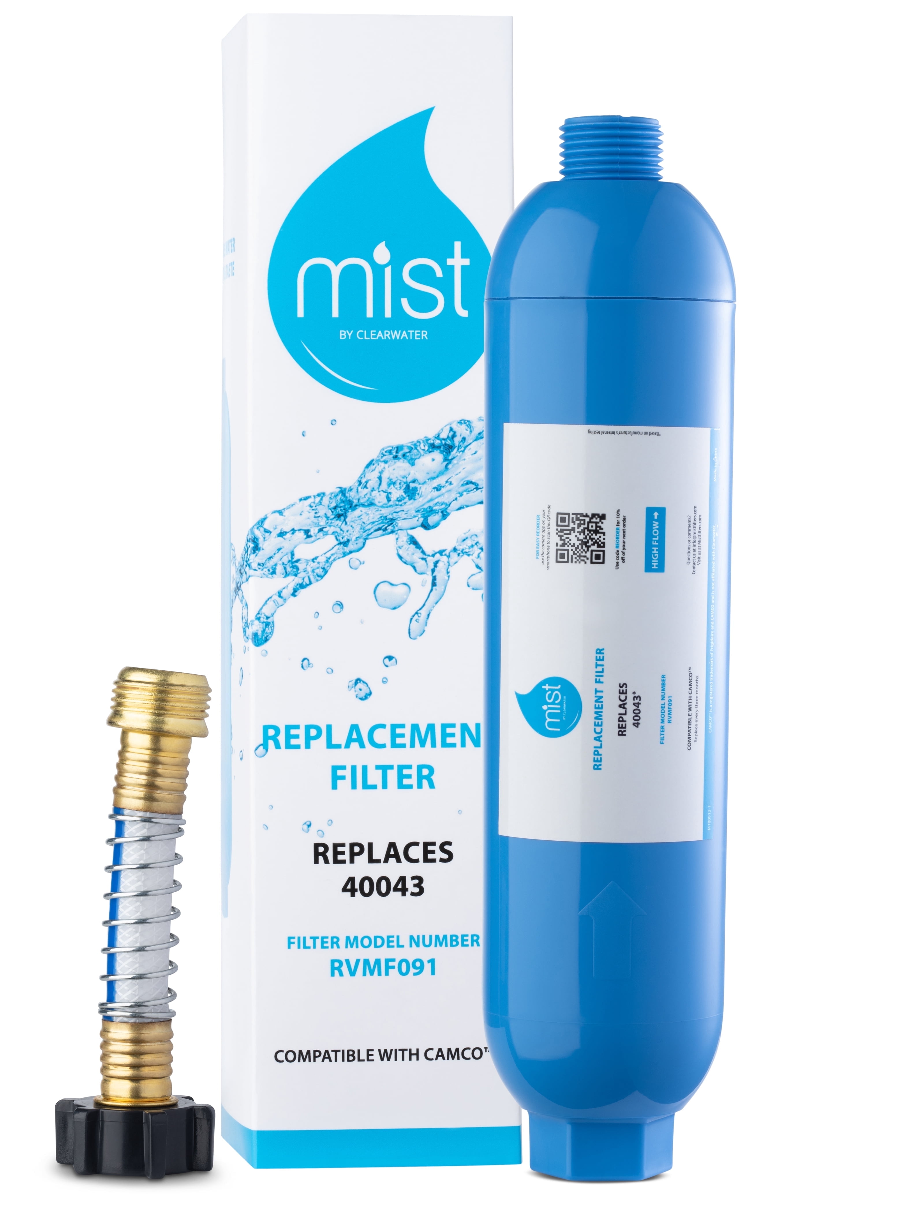 Lifefilter RV Inline Water Filter, NSF Certified Reduces Chlorine Bad Tasteandodor Dedicated For Rvs And Marines 3 Pack Drinking Filter With 2 Flexible Hose Protector