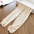 thumbnail image 6 of jobturf Girls Leggings High Waisted Ruffle Trim Ribbed Yoga Pants Summer Stretchy Casual Trousers for Kids 1-10 Years, 6 of 7