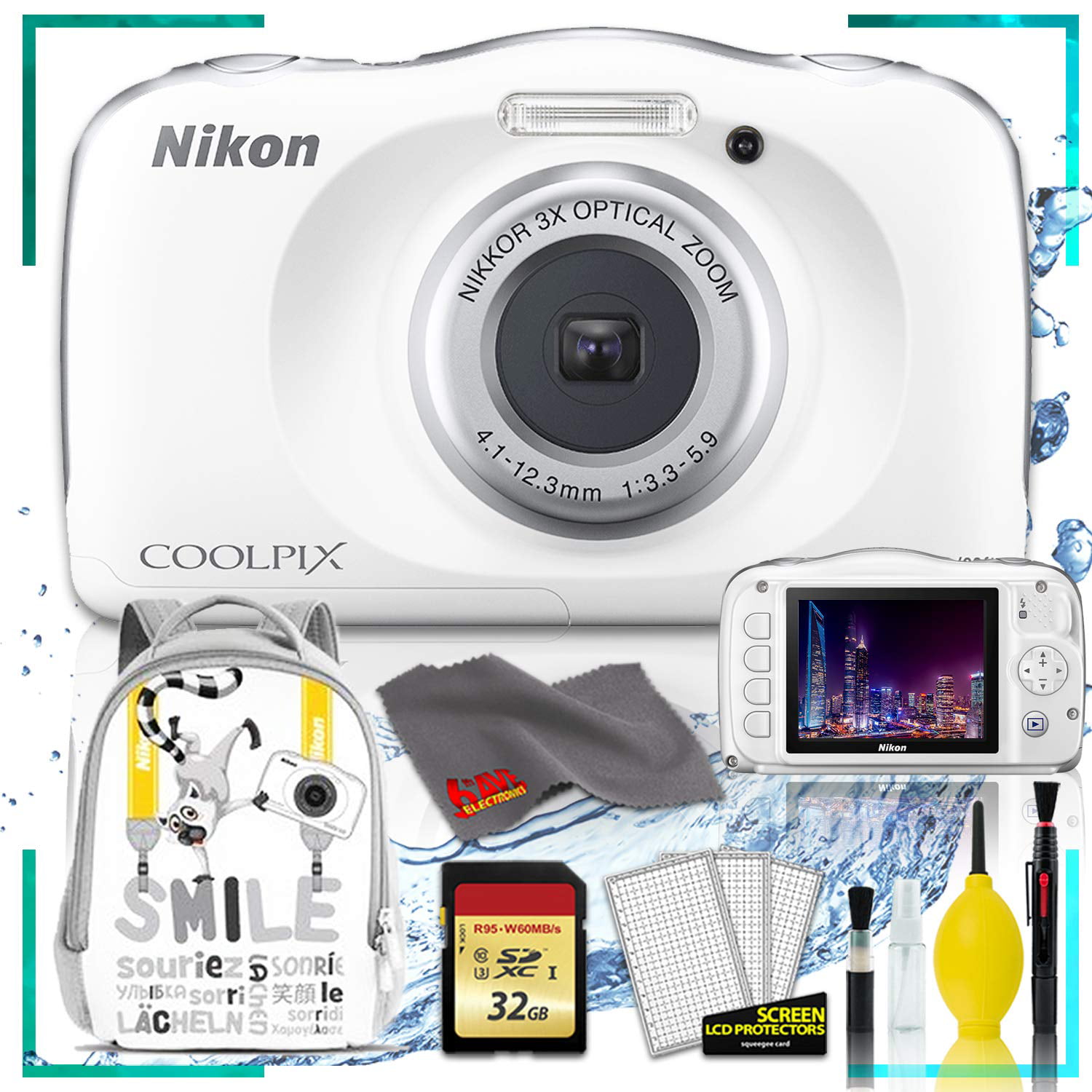 Nikon Coolpix W150 Digital Camera - White (Intl Model) with Camera 