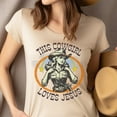 thumbnail image 4 of Women's Christian T-Shirt – This Cowgirl Loves Jesus Graphic Tee, Western Faith Style, Ash, Size 2XL, 4 of 6