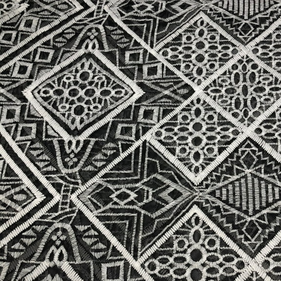Geometric Black Diamond Embroidered Lace