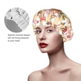 thumbnail image 2 of Kdxio Key Lock And Flowers Print Shower Cap for Women,Elastic and Reusable,Double Waterproof Layers Bathing Hat, 2 of 6