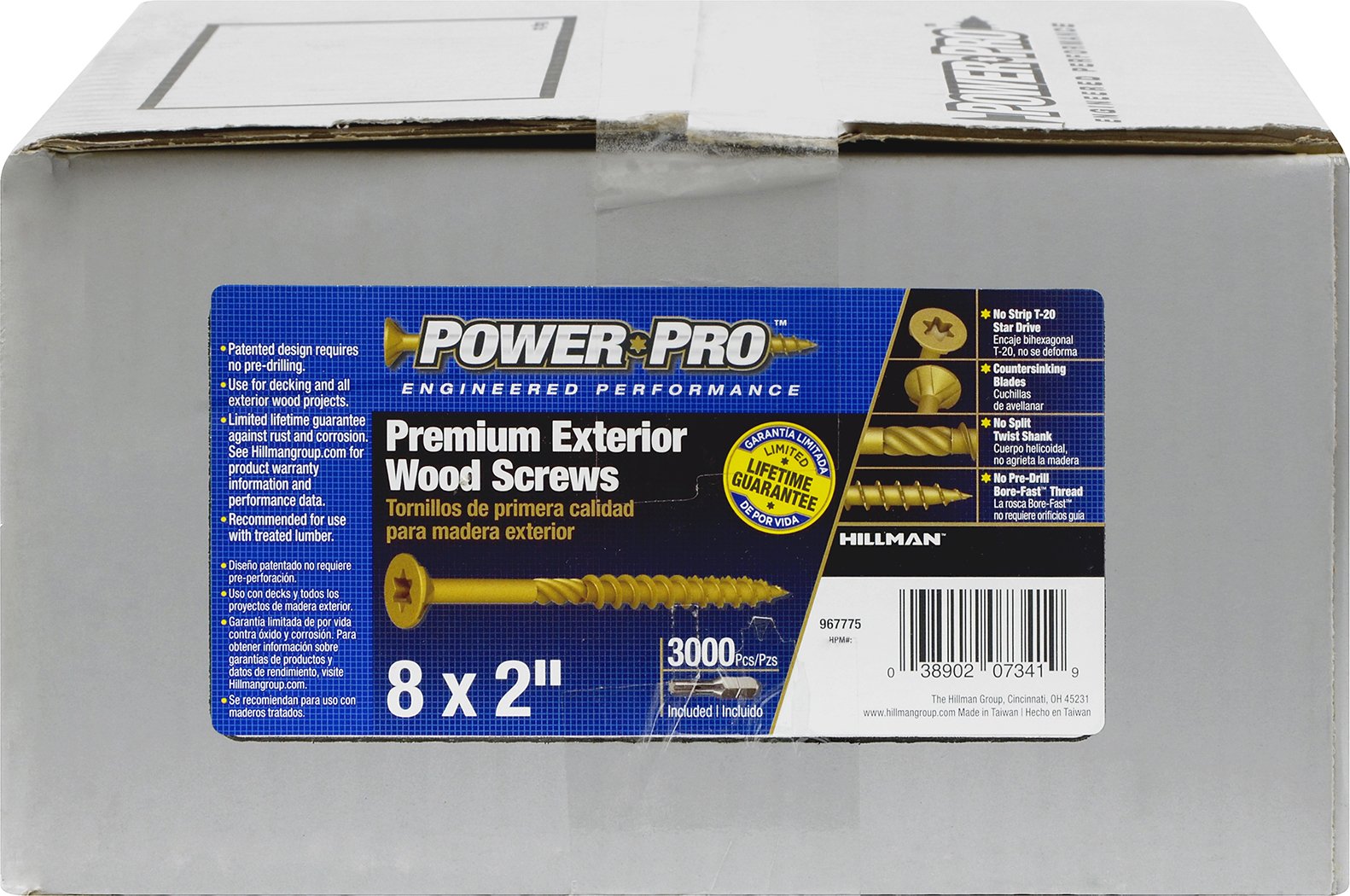 Hillman Power Pro #8 x 2 In. Bronze Ceramic Flat Head Star Exterior Wood Screw (3000 Ct., 1/4 Keg)