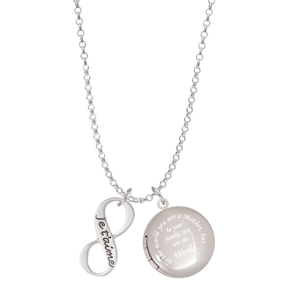 Delight Jewelry Je T'aime Infinity Sign To the World You are a Mother Locket Necklace