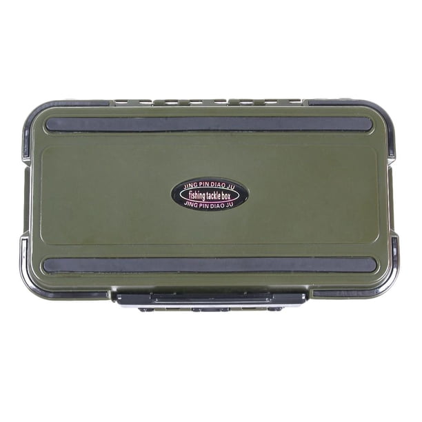 Caja de señuelos de pesca de plástico portátil, compartimentos múltiples impermeables Army Green L