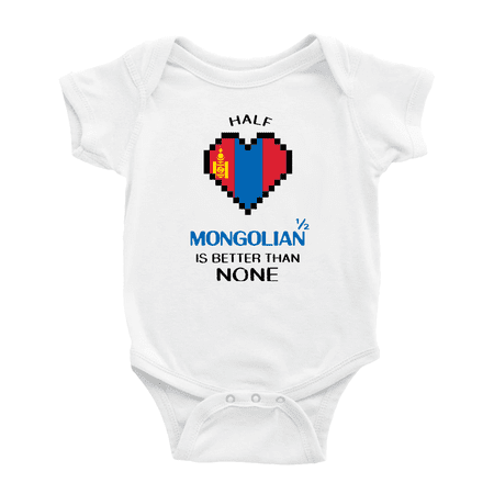 

Half Mongolian Is Better Than None Cute Baby Jumpsuits (White 18-24 Months)