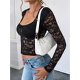 thumbnail image 4 of Women Y2K Lace Crop Top U Neck Bow Club Concert Clothes Going Out Tops Black XXL, 4 of 8