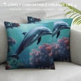 thumbnail image 3 of JRXY Beautiful Underwater World Dolphins Coral Print Throw Pillow Covers Home Decor Living Room Dormitory College Bed Couch Sofa White, 3 of 5
