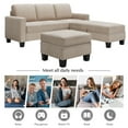 thumbnail image 3 of SEGMART Convertible Sectional Sofa Couch, 3-piece Upholstered Fabric 3-Seat Sectional Sofa with Chaise and Storage Ottoman, Modern Sectional Sofas with Nailheads and Solid Wood Frame, SS868, 3 of 8