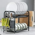 thumbnail image 1 of Dish Drainer Rack, 2 Tier Dish Drying Rack with Holder and Removable Tray, Large Capicity Plate Rack Drainer for Kitchen, 1 of 6