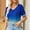 Blue, variant on YHAJDS Short Sleeve Shirts for Women Women's Plus Size Tops V Neck Solid Color Loose Fit Soft Top