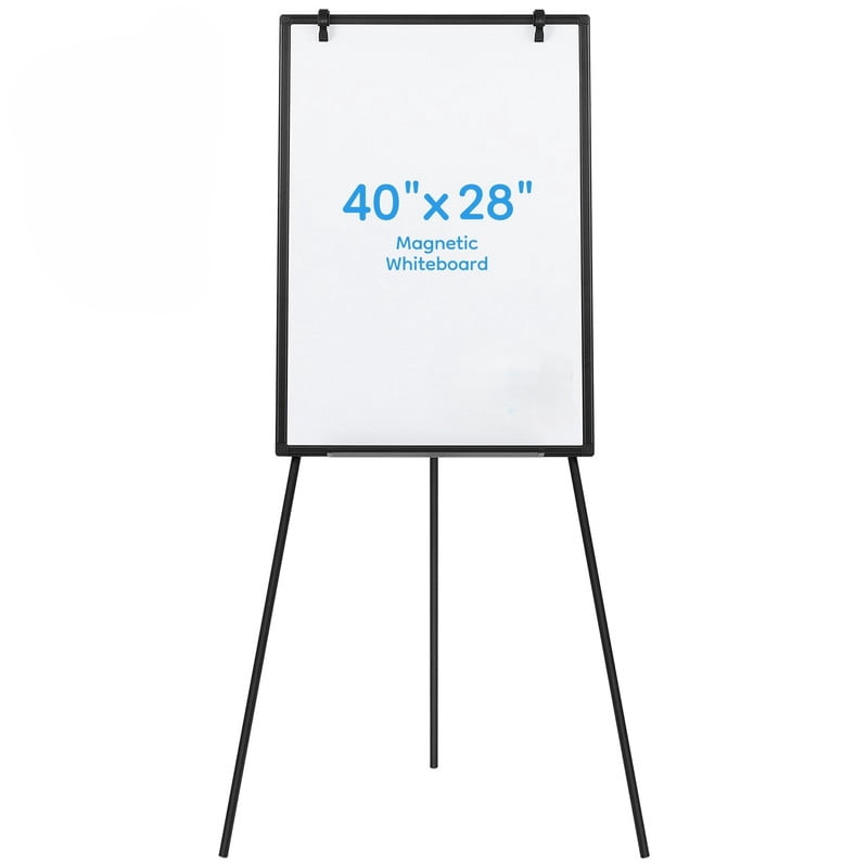 Kelno 40"x28" Magnetic White Board Dry Erase Height Adjustable Portable Tripod Easel Stand, Black