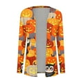 thumbnail image 4 of Women‘s Halloween Cardigan Sweater Skull Pumpkin Print Pattern Long Cardigans Sweater Coats Tops Ginger M, 4 of 5