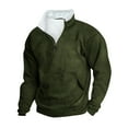 thumbnail image 3 of Momasggi Men's Quarter Zip Sweatshirts Winter Warm Fleece Sweatshirt Casual Long Sleeve Stand Collar Pullover Tops Big and Tall Sweatshirt with Pockets Army Green 3XL, 3 of 4
