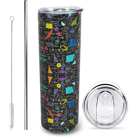 Math Tumbler - 40Oz Stainless Steel Insulated Water Bottle with Lid and Straw - Christmas Teacher Gift