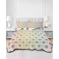 thumbnail image 2 of Quilts Twin Size Bedding Set, Colorful Polka Dot Lightweight Quilted Comforter, Cartoon Watercolor Geometric Beige Soft Reversible Bedspread Coverlet with Pillow Covers for All Season, 68" x 86", 2 of 7