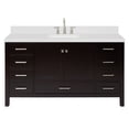 thumbnail image 2 of ARIEL Cambridge 61 Inch Espresso Bathroom Vanity with Single Sink, Solid Wood, White Quartz Countertop, 1.5-Inch Edge, Rectangular Undermount Sink, 2 Soft Closing Doors, 9 Drawers, 2 of 8