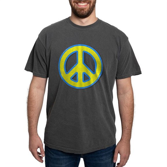 CafePress - Ukraine Flag Ukrainian Pride Peace Symbol T Shirt - Mens Comfort Colors Shirt