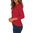 thumbnail image 2 of Women's 3/4 Sleeve Crew Neck Cotton T Shirts Soft Stretchy Casual Daily Wear Layering Tops Classic Fit, 2 of 8