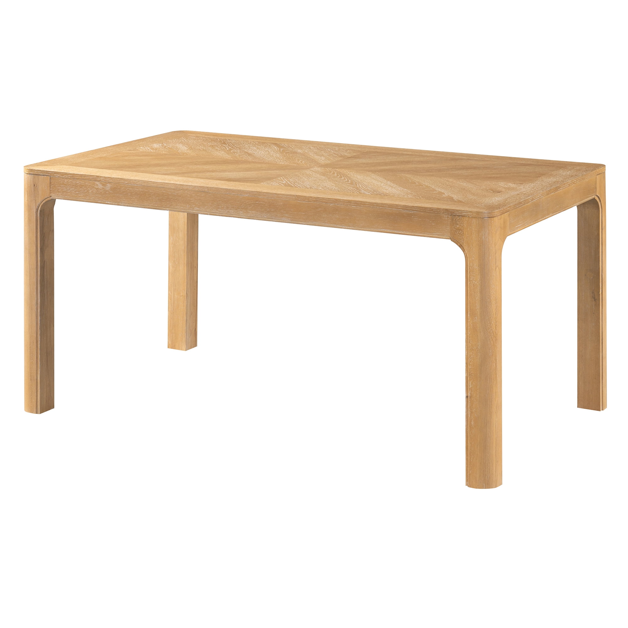 Euroco 60" Rectangular Dining Table for 4-6 Person,Farmhouse Wood Kitchen Table with Rounded Corners and Curved Leg for Kitchen Living Room,Natural