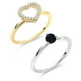 thumbnail image 3 of Gem Stone King 0.46 Ct Round Black Onyx 18K Two-Tone Plated Sterling Silver Ring (Size 5), 3 of 5