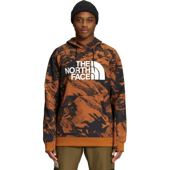 The North Face Men's Brown Tonal Mountainscape Print Tekno Logo Hoodie ONF1245 (Regular,XL)