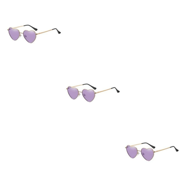 Guardoinrt Heart-Shaped Stand Out Gold Metal Frame And Non-Slide Silicone Nose Pads Mulitple Colours purple 3Set